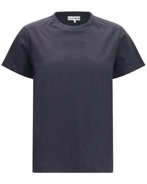 Ganni Black Cotton T - Blue