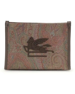 Etro Brown Calf Leather Bos Taurus Shoulder Bag - Gray