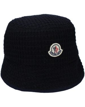 Moncler Blue Wool Bucket Hat - Black