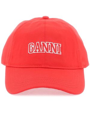Ganni Logo Baseball Cap - Red