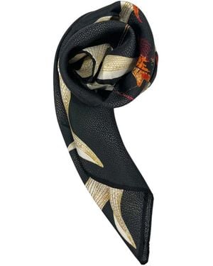 Borbonese Beige Silk Scarf - Black