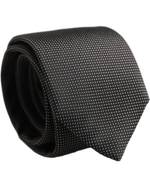 Dolce & Gabbana Black Silk Micro Polka Dot Adjustable Tied Necktie Tie