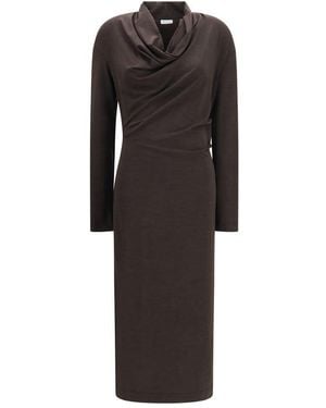 Brunello Cucinelli Brown Wool Oves Aries Casual Dress - Black