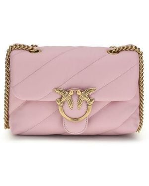 Pinko Calf Leather Bos Taurus Shoulder Bag - Pink