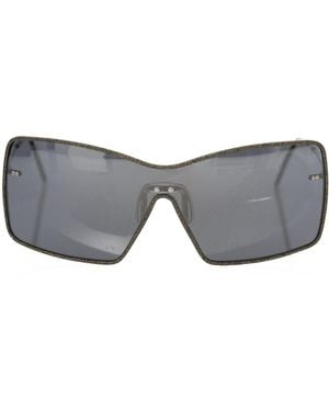 Frankie Morello Elegant Shield Sunglasses With Mirror Lens - Gray
