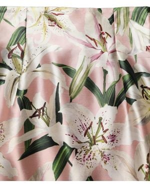 Dolce & Gabbana Lilium High Waist Knee Length Skirt Silk - Pink
