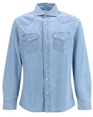 Brunello Cucinelli Blue Denim Shirt