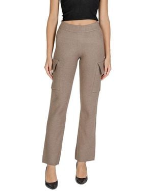 VILA CLOTHES Beige Viscose Cargo Trousers - Brown