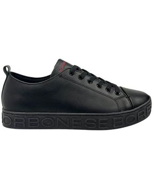 Borbonese Black Leather Men Sneaker