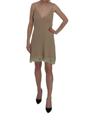 Pink Memories Lace Spaghetti Strap Mini Cotton Dress - Natural