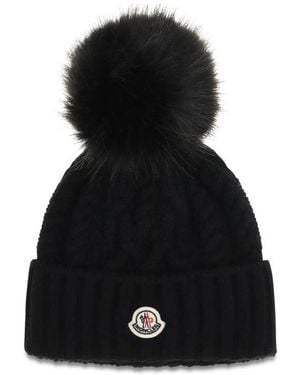 Moncler Black Wool Oves Aries Beanie