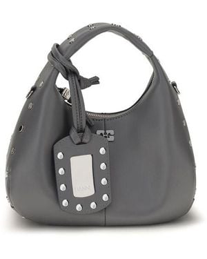 Ganni Gray Recycled Leather Handbag