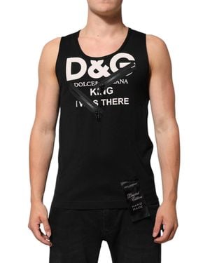 Dolce & Gabbana Black Cotton Sleeveless Tank Top Dg Logo Men T