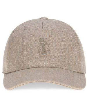 Brunello Cucinelli Beige Linen Cap (baseball Hat) - Grey
