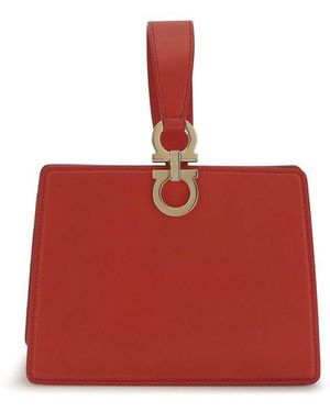 Ferragamo Multicolour Calf Leather Bos Taurus Clutch Bag - Red