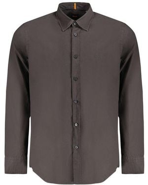 BOSS Black Cotton Men's Shirt - Grey