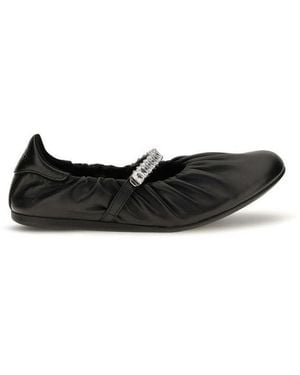 Jimmy Choo Black Calf Leather Bos Taurus Ballet Flats