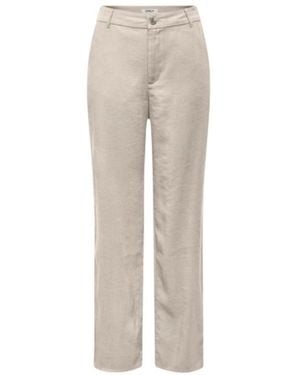 ONLY Beige Viscose Casual Pants - Natural