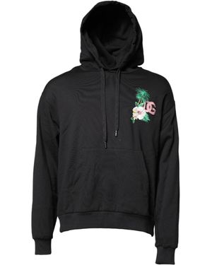 Dolce & Gabbana Black Embroidery Hooded Sweatshirt Sweater