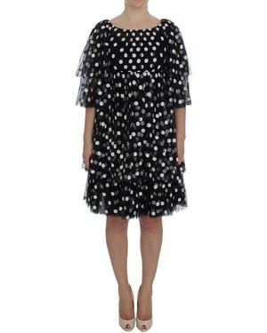 Dolce & Gabbana Polka Dotted Ruffled Dress - Black