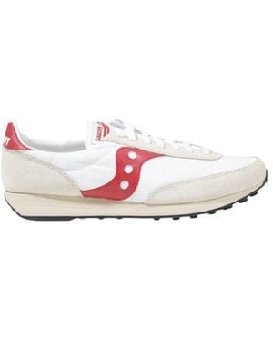 Saucony White Leather Athletic Trainers - Pink
