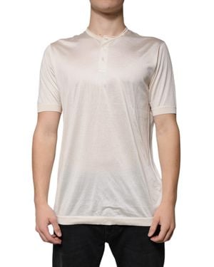 Dolce & Gabbana Silk Henley Short Sleeves T-Shirt - White