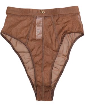 Dolce & Gabbana Brown Sheer Mesh High Waist Briefs Underwear