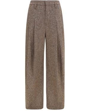 Brunello Cucinelli Brown Wool Oves Aries Casual Pants