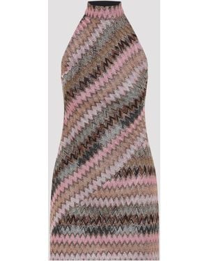 Missoni Pink Sleeveless Viscose Mini Dress - Brown