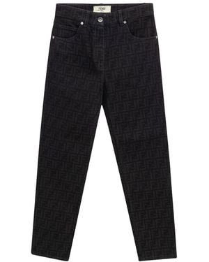 Fendi Logo Print Casual Jeans - Black