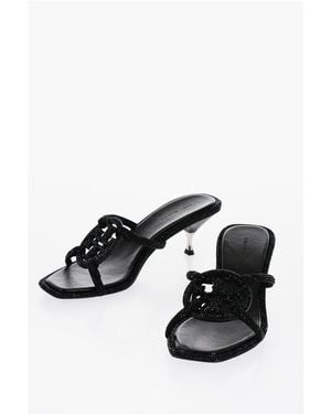 Tory Burch Suede Pave Geo Bombe Sandals With Rhinestone 5,5cm - Black