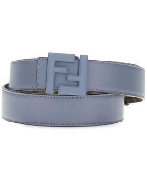 Fendi Ff Buckle Leather Belt - Blue