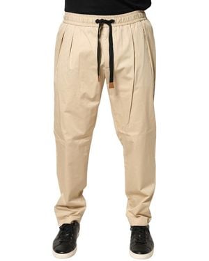 Dolce & Gabbana Beige Cotton Skinny Men Jogger Trouser Trousers - Natural