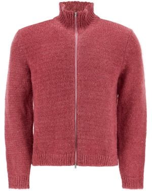 Our Legacy Neck Cardigan With Zipper And Fun - Red