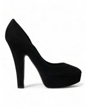 Dolce & Gabbana Suede Leather Platform Heel Court Shoes Shoes - Black