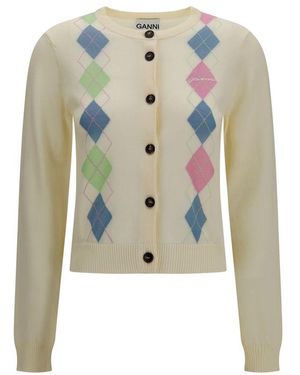 Ganni Beige Cotton Cardigan - Green