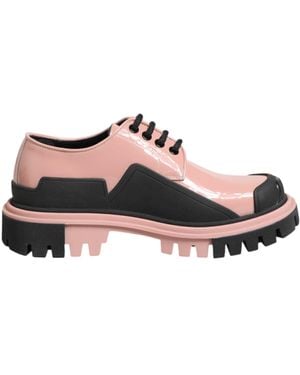 Dolce & Gabbana Light Powder Pink Black Leather Lace - Multicolor