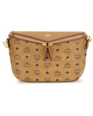 MCM Beige Calf Leather Bos Taurus Shoulder Bag - Natural