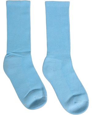 Dolce & Gabbana Light Blue Cotton Ribbed Mid Calf Accessory Socks