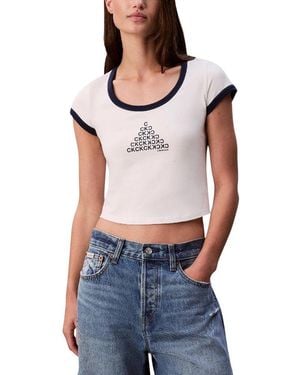 Calvin Klein White Cotton Tank Tops - Blue