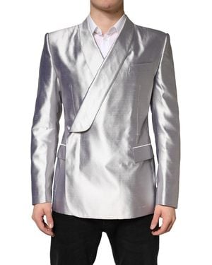 Dolce & Gabbana Sicilia Silk Double Breasted Blazer Clothing - Grey