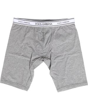 Dolce & Gabbana Grey Cotton Logo Waistband Midi Boxer Underwear