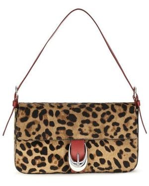 STAUD Beige Calf Leather Bos Taurus Shoulder Bag - Metallic