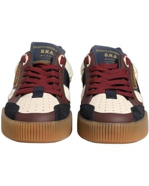 Dolce & Gabbana Multicolour Leather Miami Low Top Men Trainers Shoes - Red