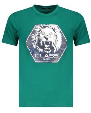 Roberto Cavalli Lion Head Graphic Tee - Green