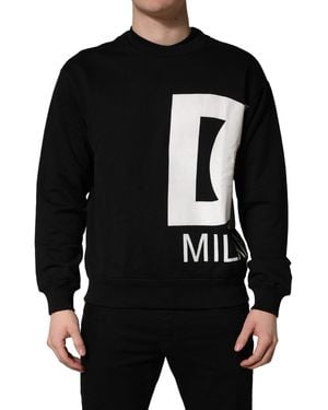 Dolce & Gabbana Black Logo Milano Cotton Sweatshirt Jumper