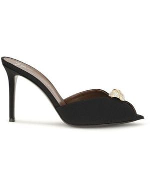 Giuseppe Zanotti Black Calf Leather Bos Taurus Stiletto Heel Sandals
