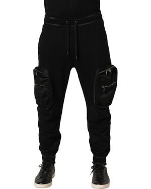 Dolce & Gabbana Black Mid Waist Cargo Jogger Joggers Trousers