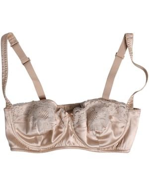 Dolce & Gabbana Biege Silk Underwired Balconette Bra Underwear - Natural