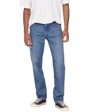 Only & Sons Blue Cotton Relaxed Fit Jeans